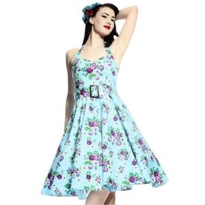 Hell Bunny May Day Halter Dress Size Small Retro 50s Pinup Rockabilly Floral